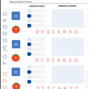 Plantilla estudio Pomodoro