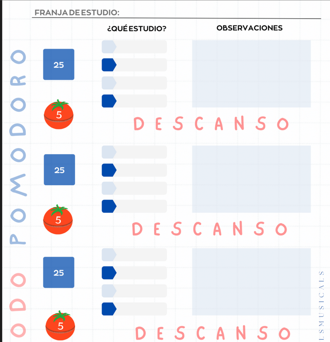 Plantilla estudio Pomodoro