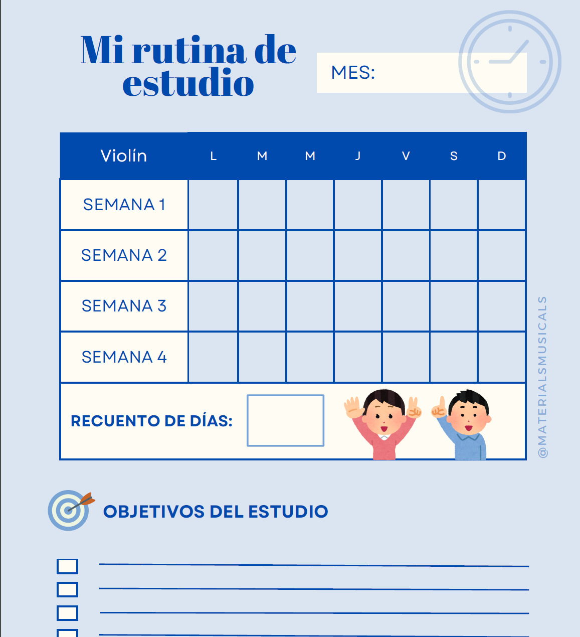 Rutina de estudio diario (Pack 3 colores)